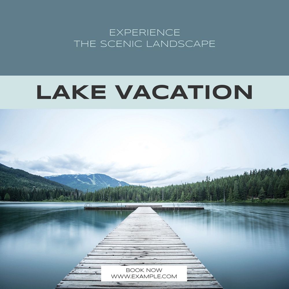 Lake vacation Facebook post template, editable social media ad