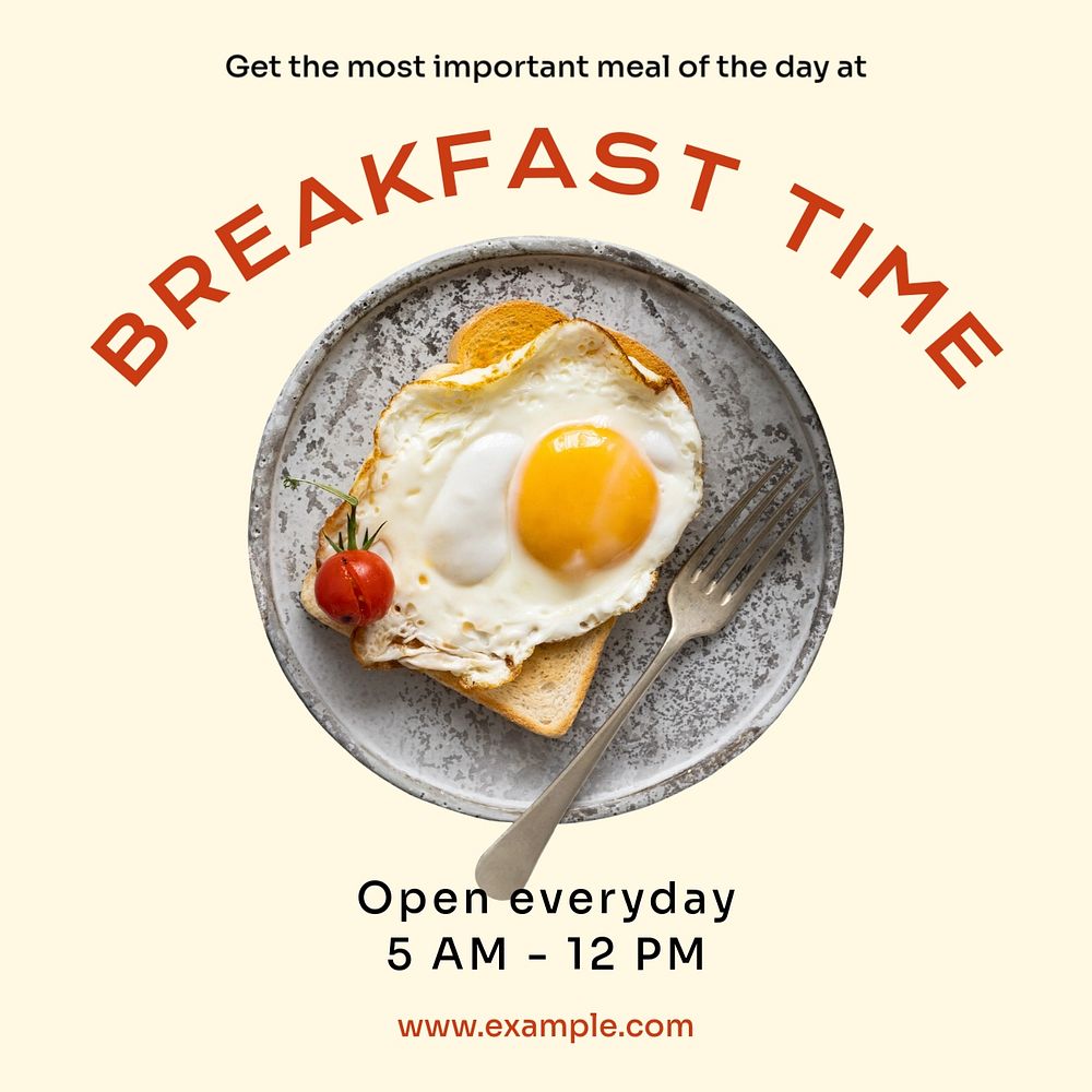 Breakfast time Instagram post template, editable design