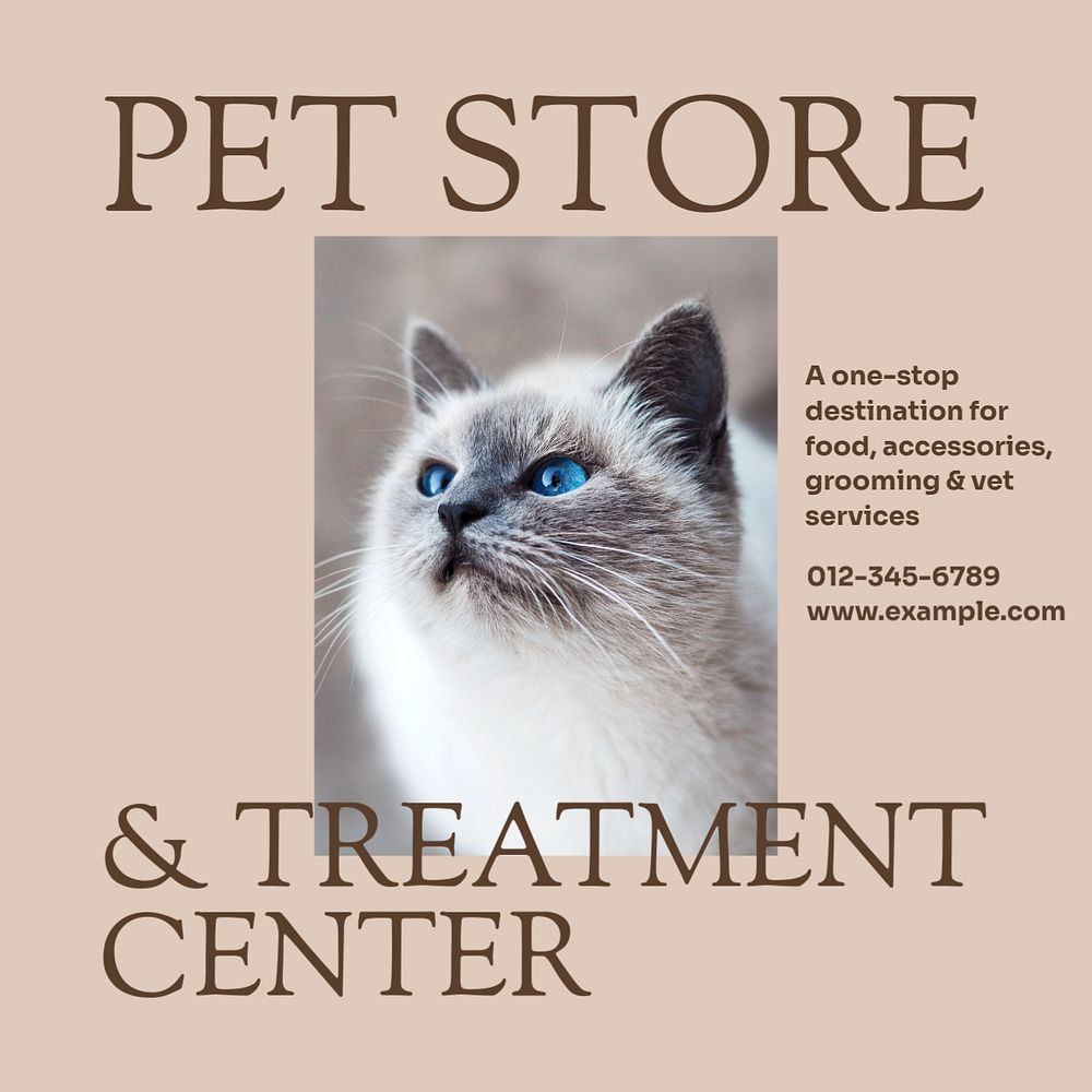 Pet store & care Facebook post template, editable social media ad