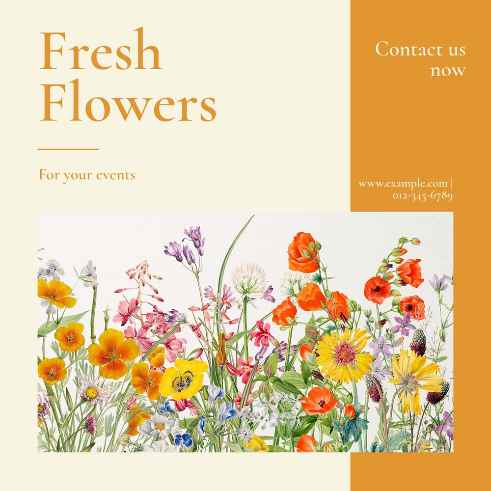 Fresh flower Facebook post template, editable social media ad