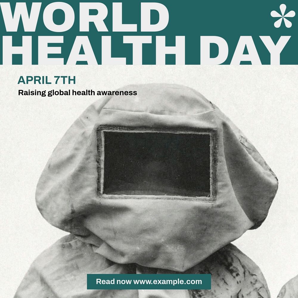 World Health Day Facebook post template, editable social media ad