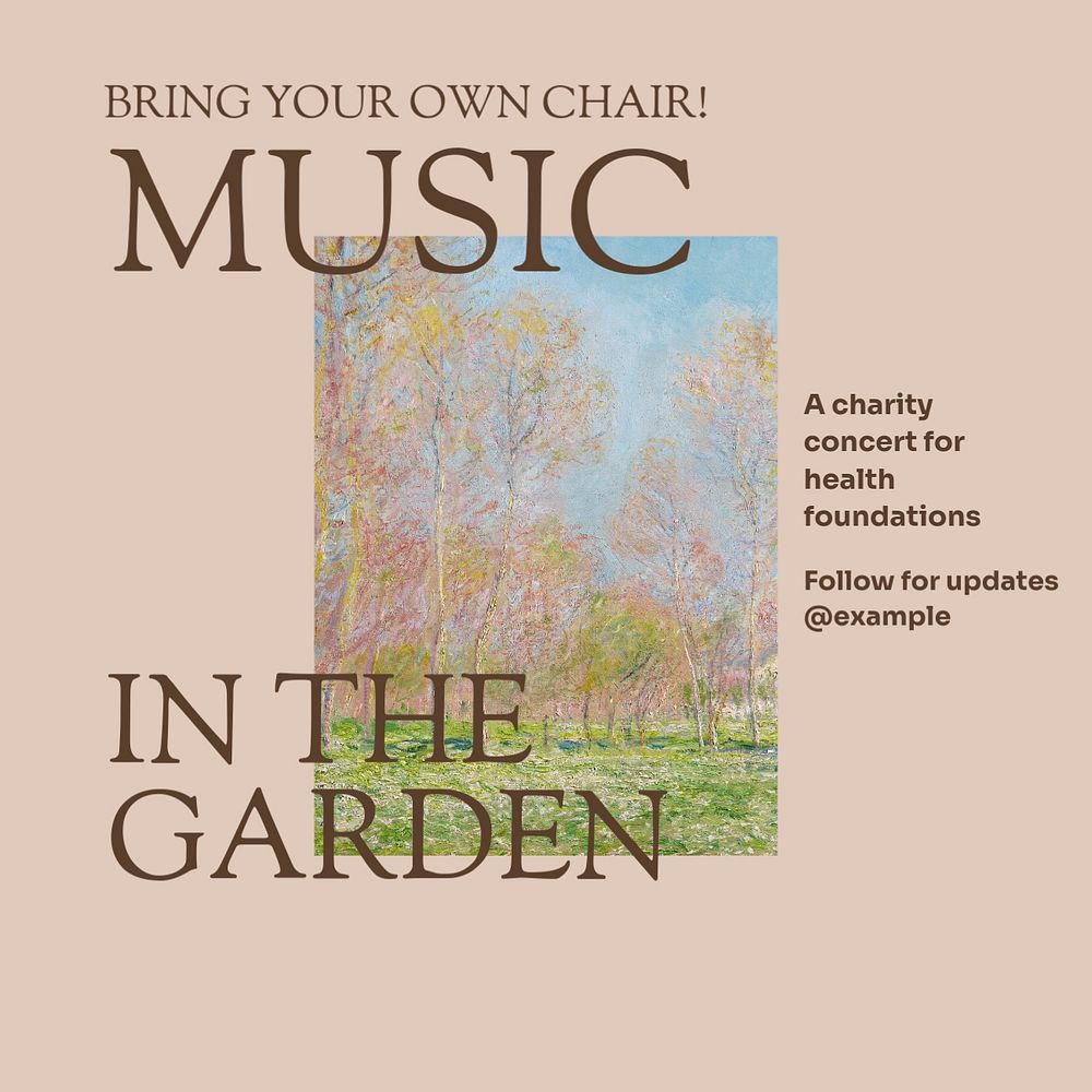 Garden music Facebook post template, editable social media ad