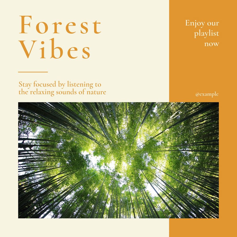Forest vibes Facebook post template, editable social media ad