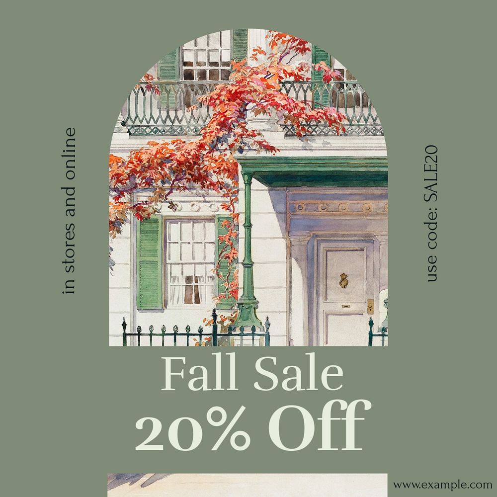 Fall sale Facebook post template, editable social media ad