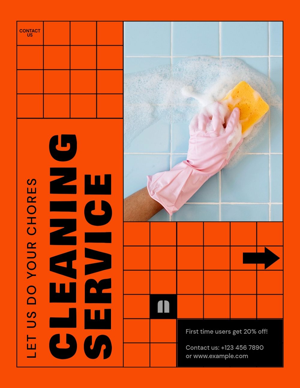 Cleaning service flyer template, editable text