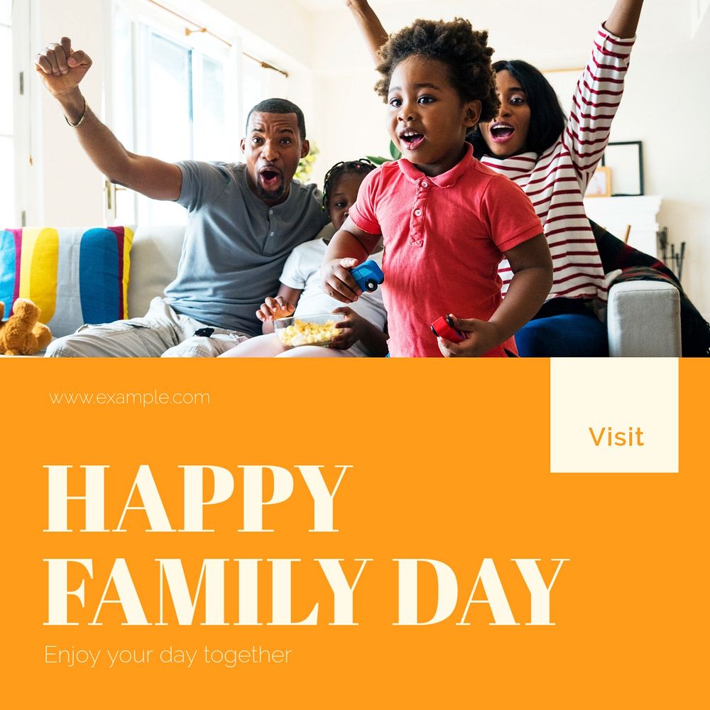 Happy family day Instagram post template, editable design