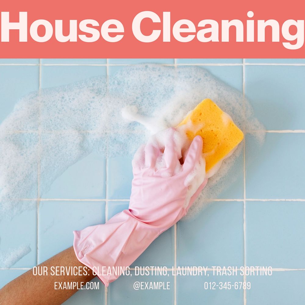 Cleaning service Instagram post template, editable design