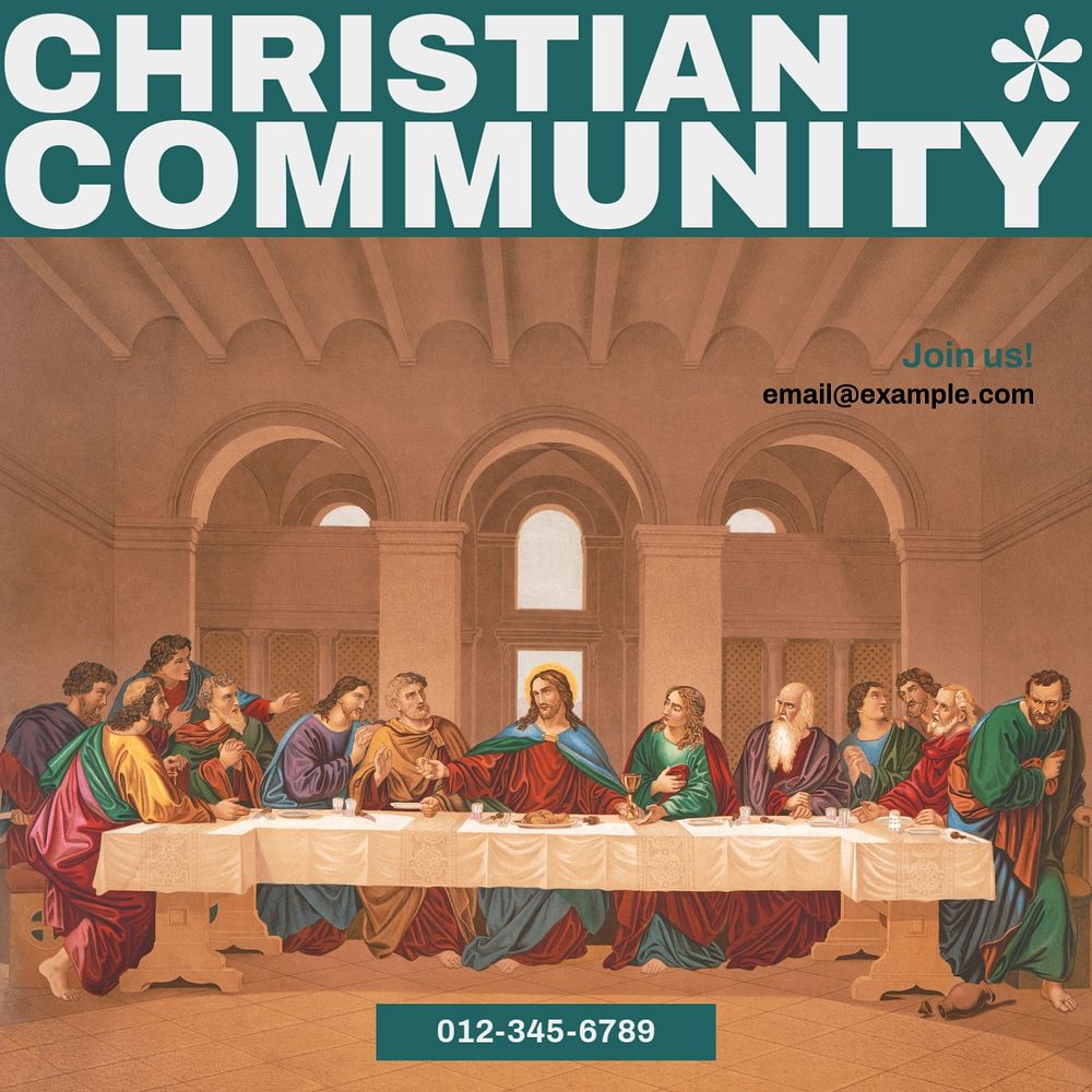 Christian community Facebook post template, editable social media ad