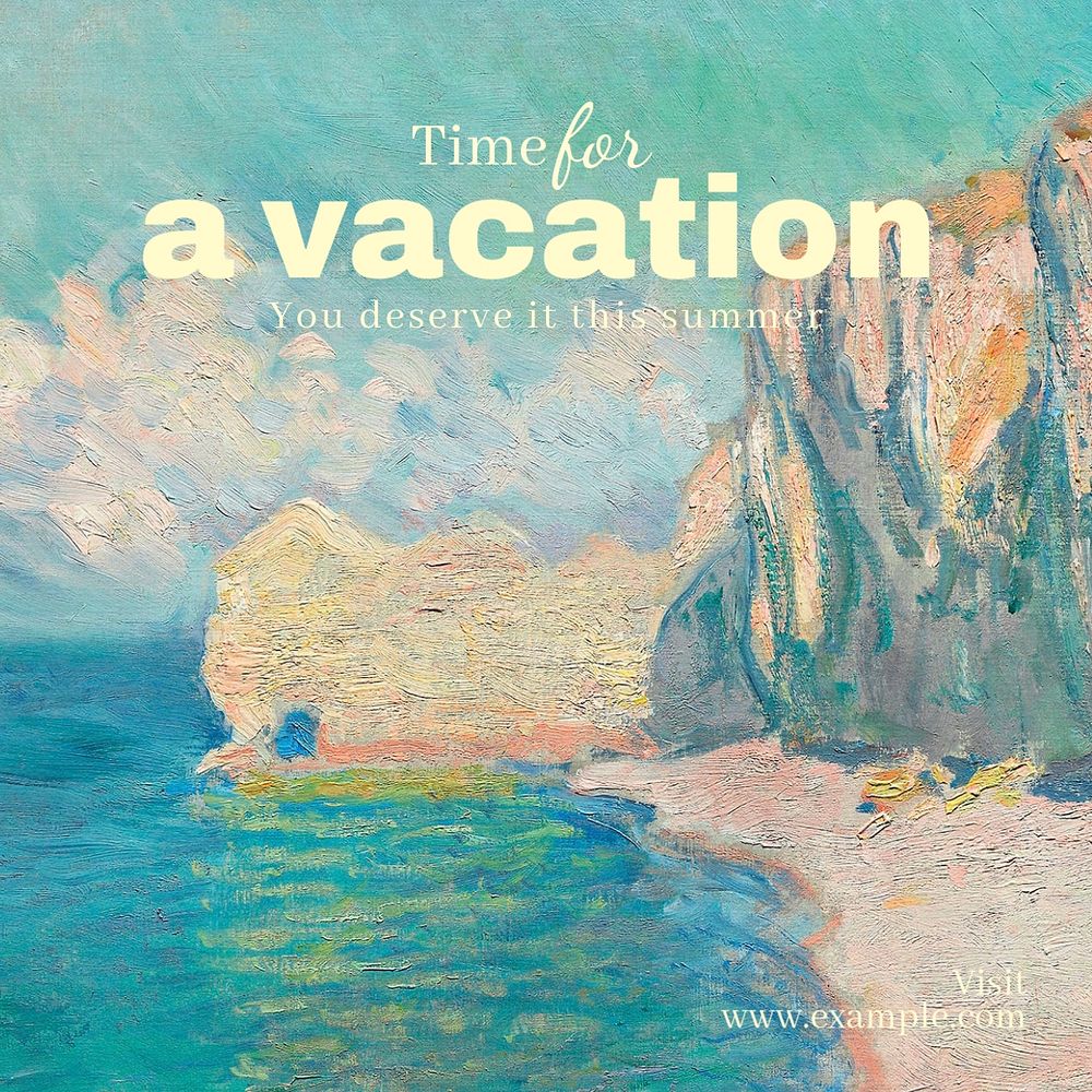 Summer vacation Instagram post template, editable design