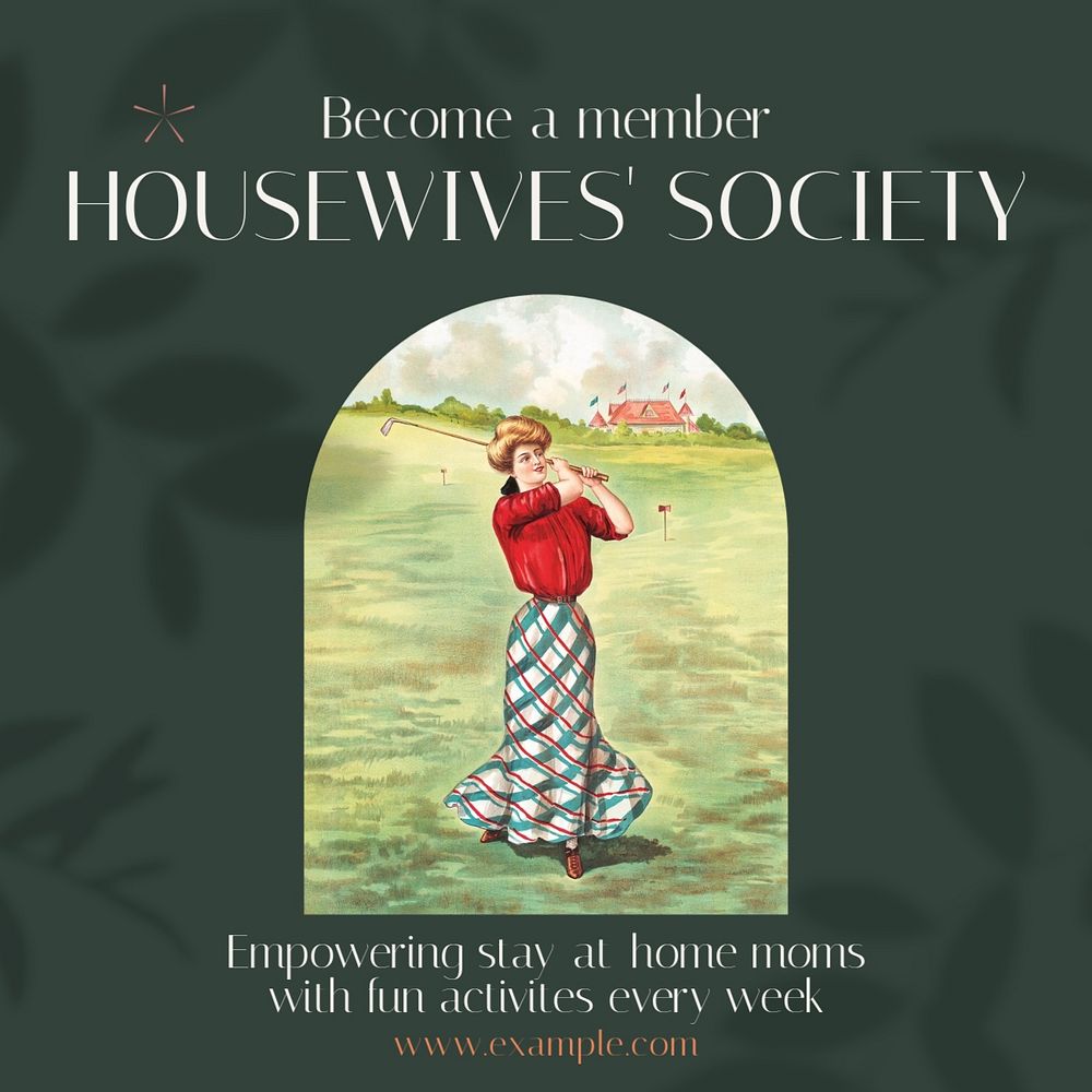 Housewives' society Facebook post template, editable social media ad