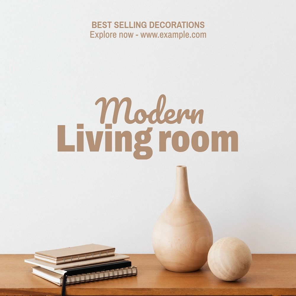 Modern living room Instagram post template, editable text