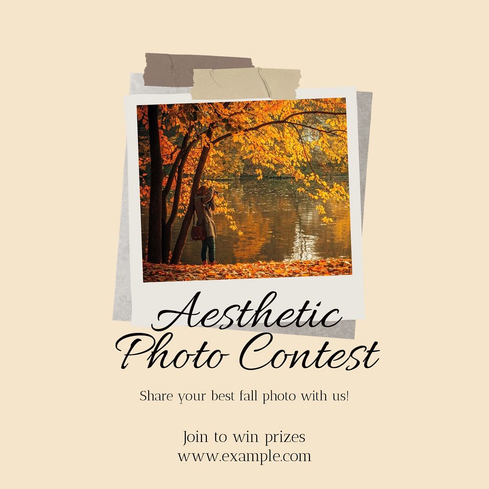 Aesthetic photo contest Facebook post template, editable social media ad