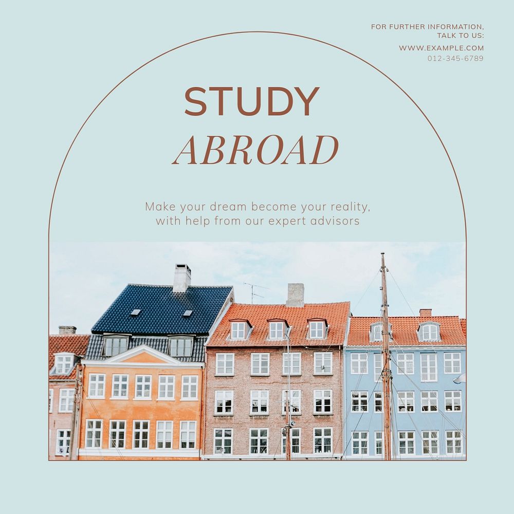 Study abroad Facebook post template, editable social media ad