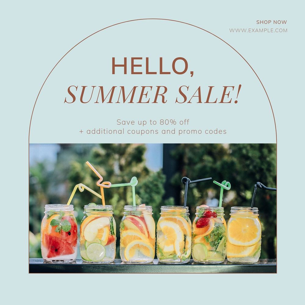 Summer sale Facebook post template, editable social media ad