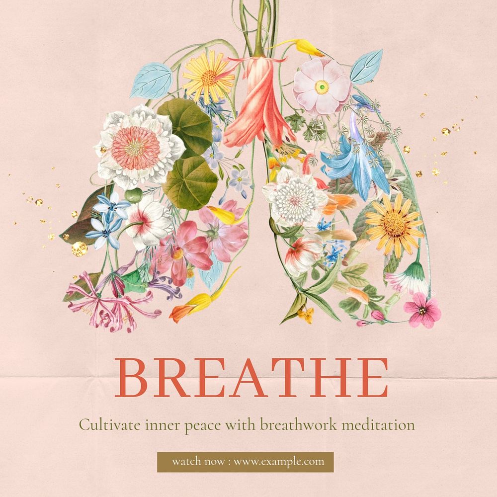 Breathing meditation Instagram post template, editable text