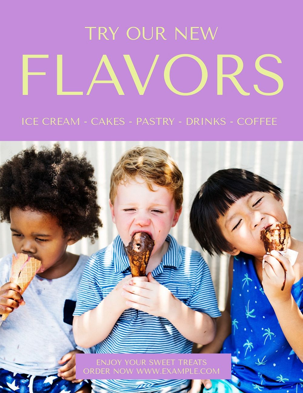 New flavors flyer template, editable text