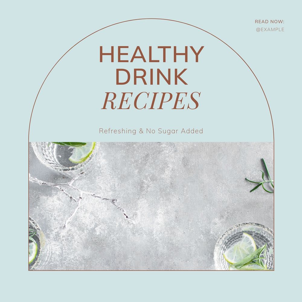 Healthy drink recipes Facebook post template, editable social media ad