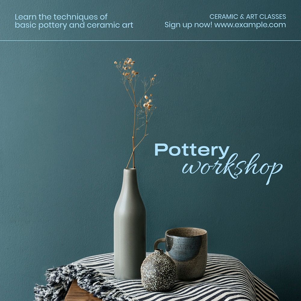 Pottery workshop Instagram post template, editable design