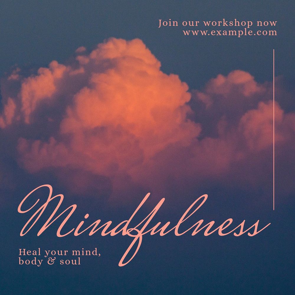 Mindfulness workshop Instagram post template, editable design