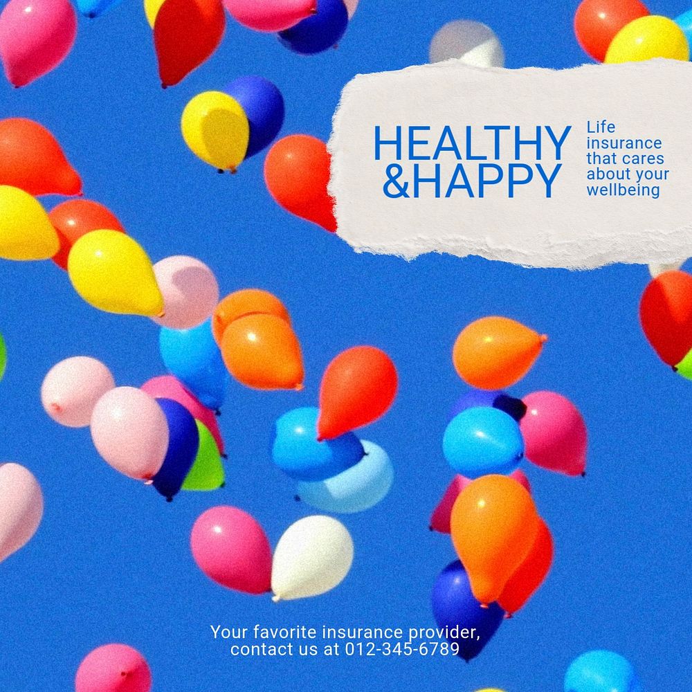 Healthy & happy Instagram post template, editable text