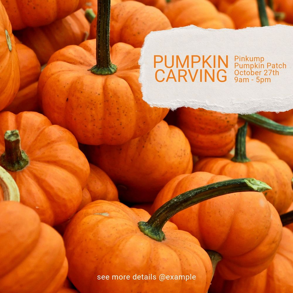 Pumpkin carving Instagram post template, editable text