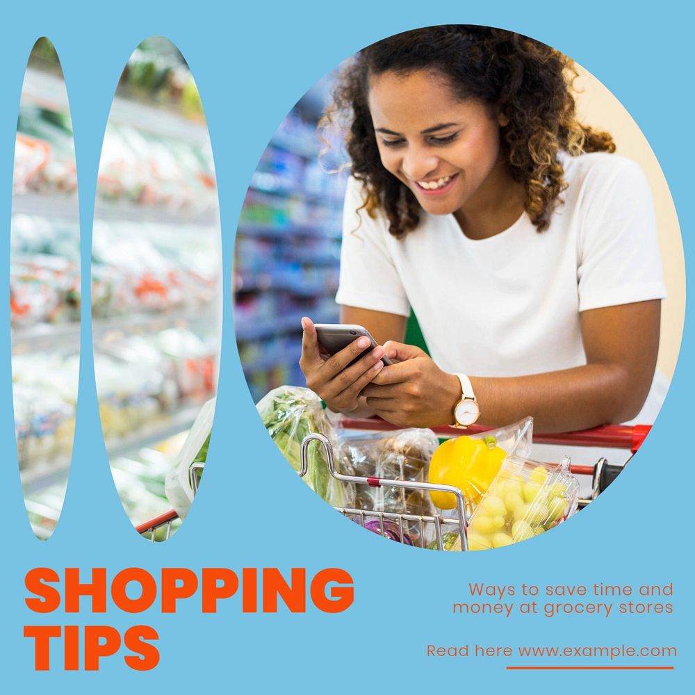 Shopping tips Instagram post template, editable design