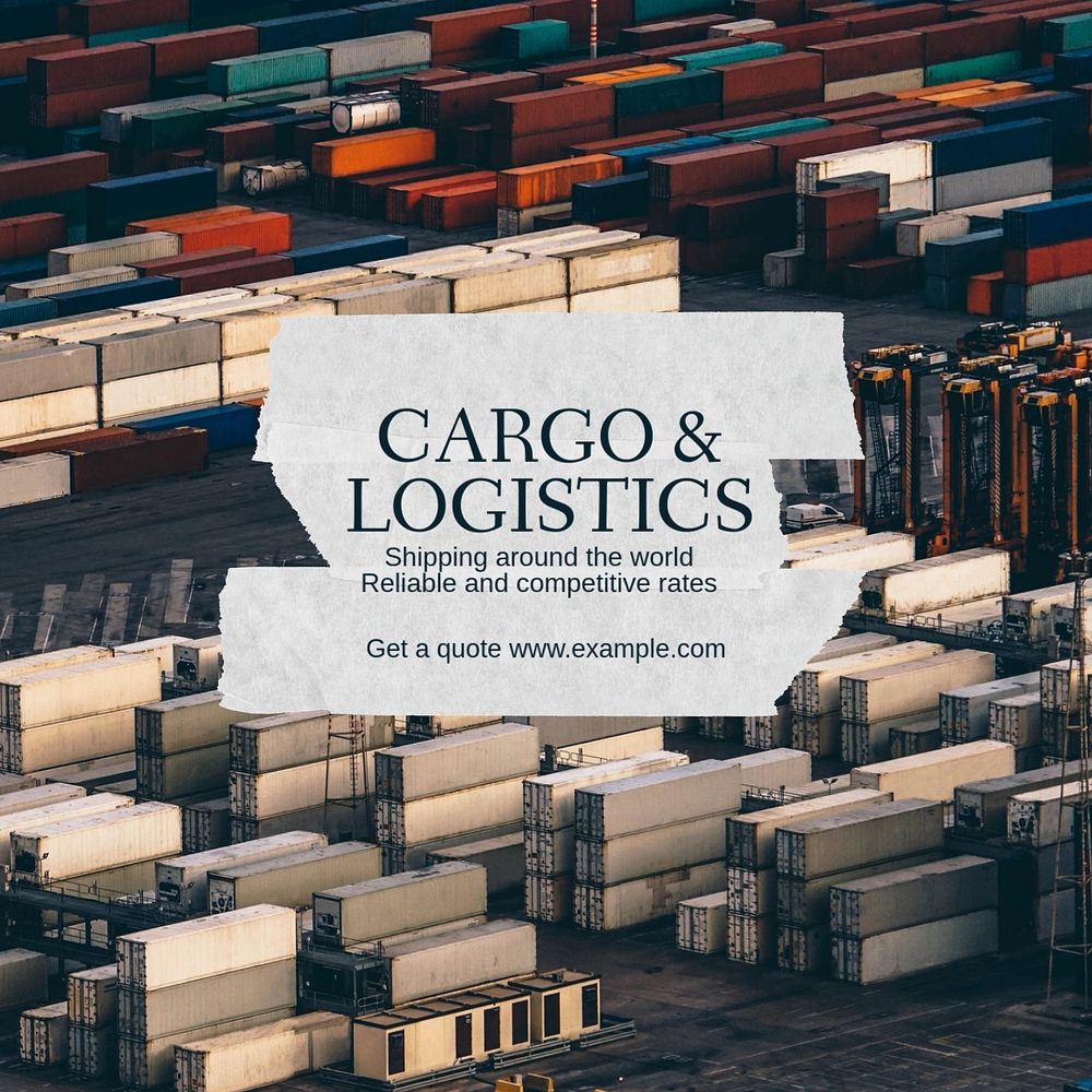 Cargo & logistics Instagram post template, editable text