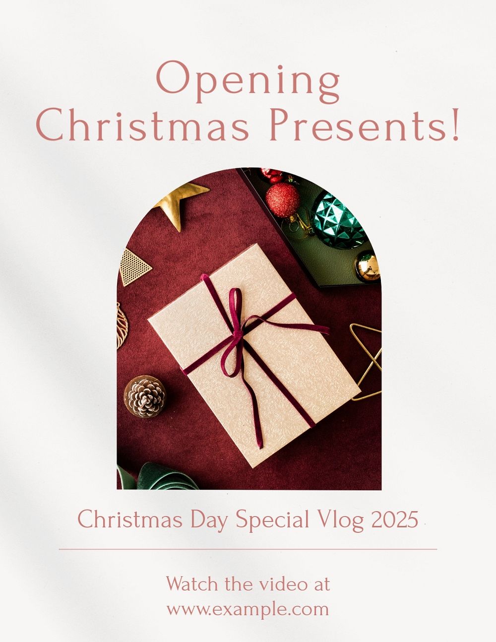 Christmas present opening flyer template, editable text & design