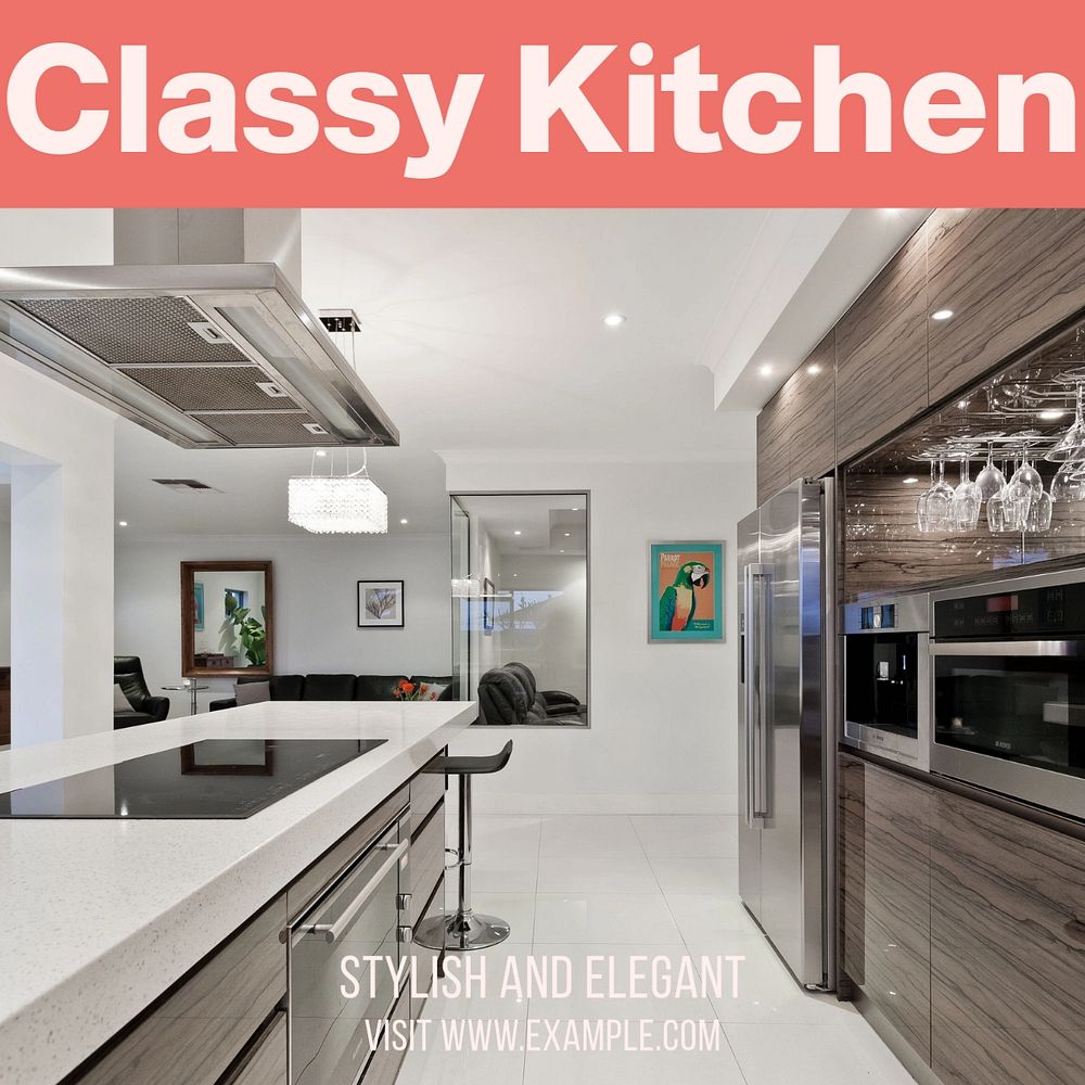 Stylish kitchen Instagram post template, editable design