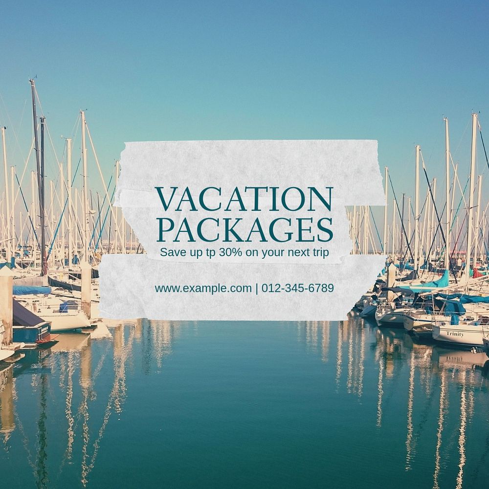 Vacation packages Instagram post template, editable text