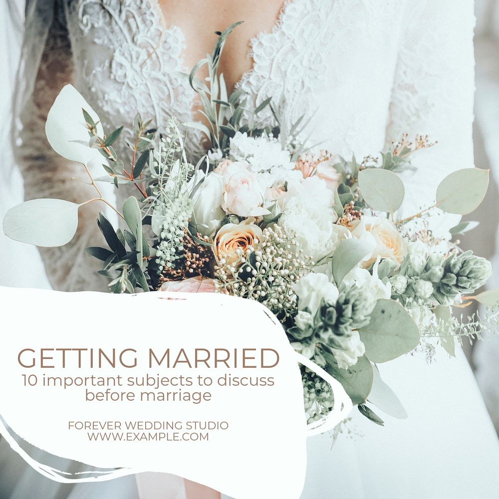 Marriage Instagram post template, editable text