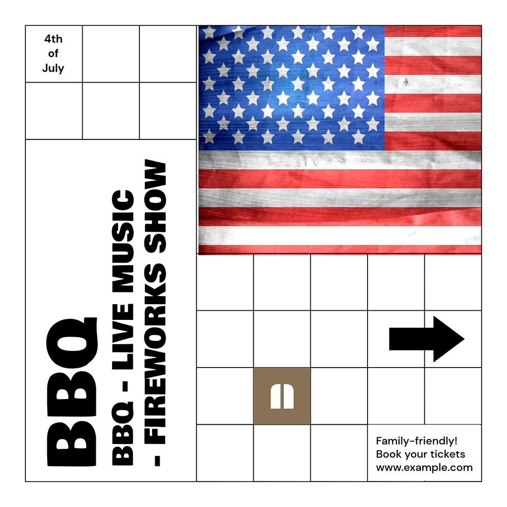 BBQ 4th of July Instagram post template, editable design