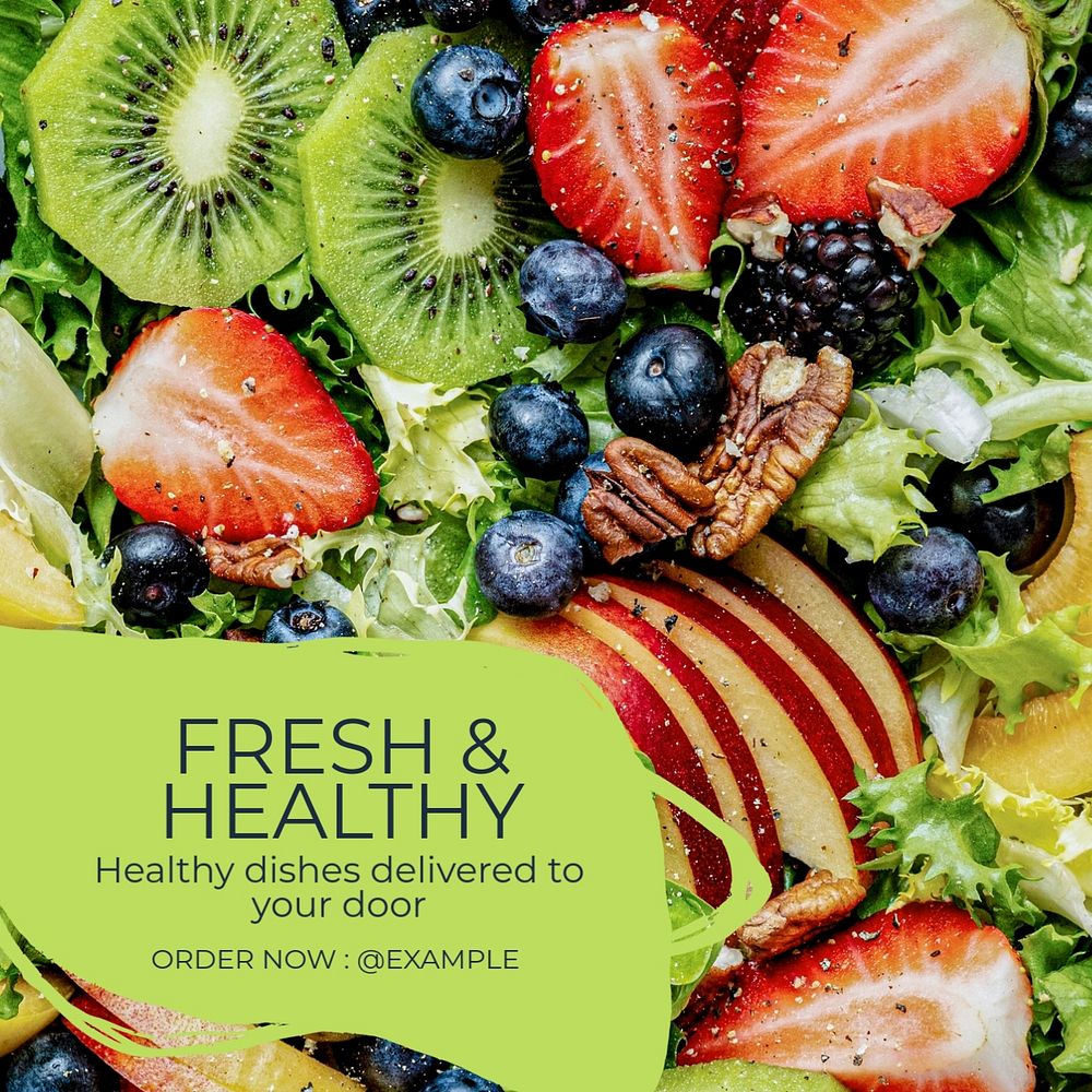 Fresh & healthy food Instagram post template, editable text