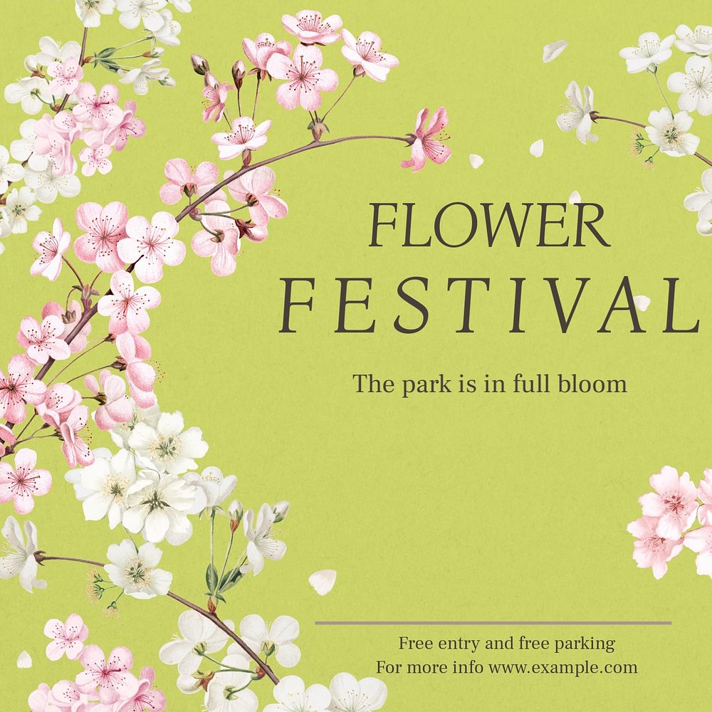 Flower festival Facebook post template, editable design