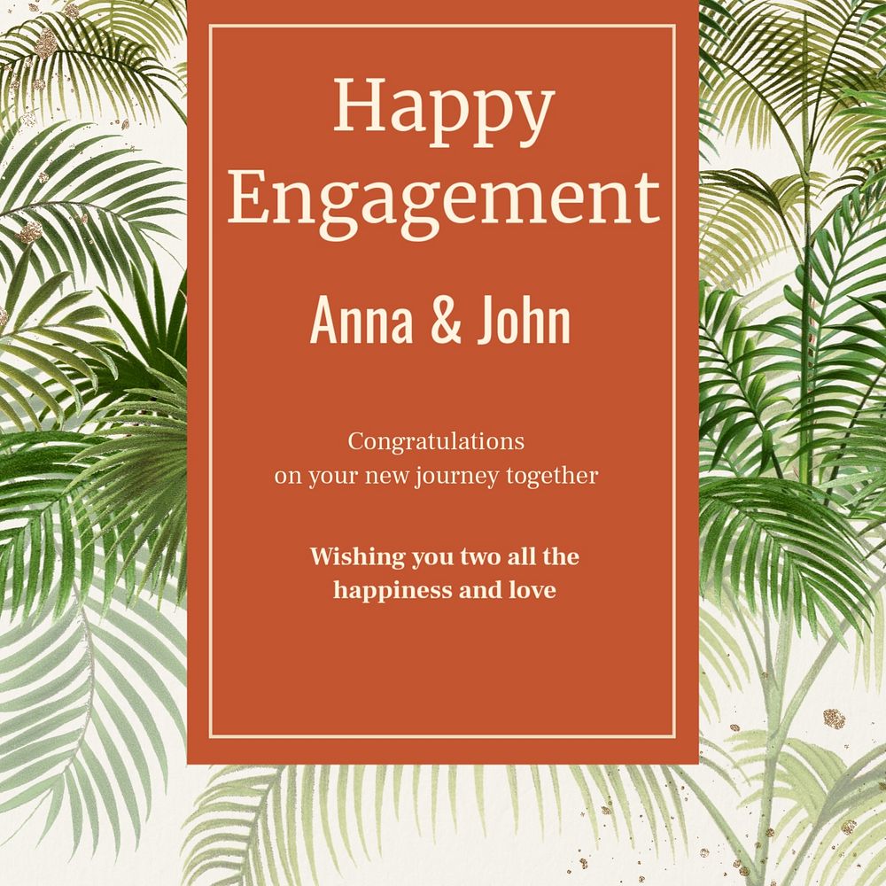 Engagement party Instagram post template, editable design