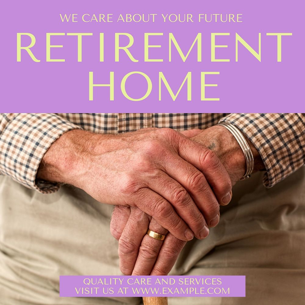 Retirement home Instagram post template, editable design