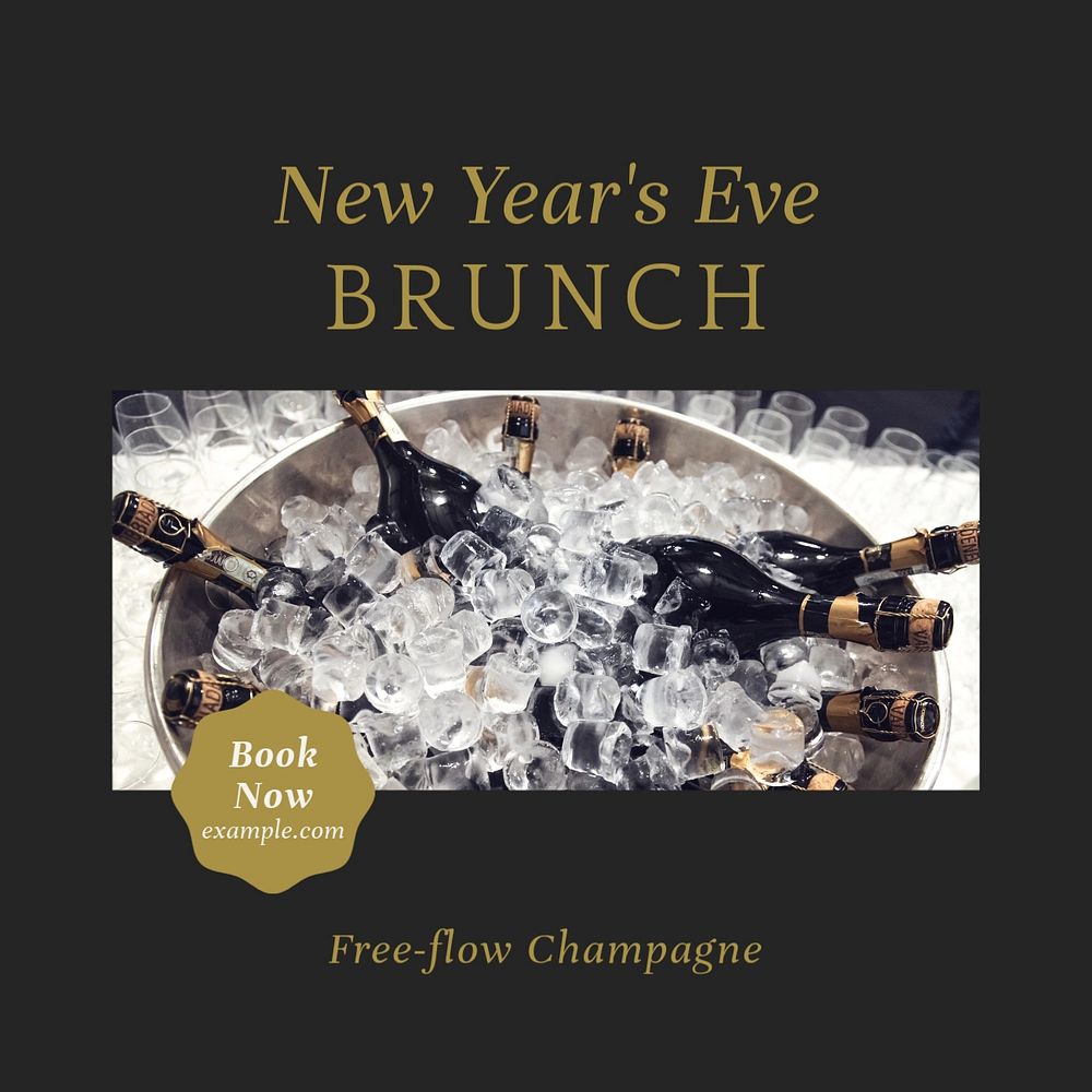 NYE brunch Facebook post template, editable social media ad