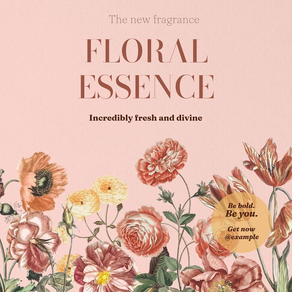 Floral essence Facebook post template, editable design