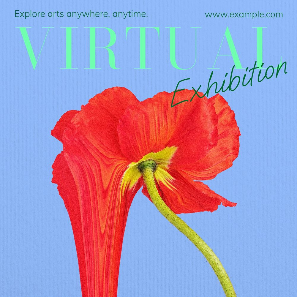 Virtual exhibition Instagram post template, editable text