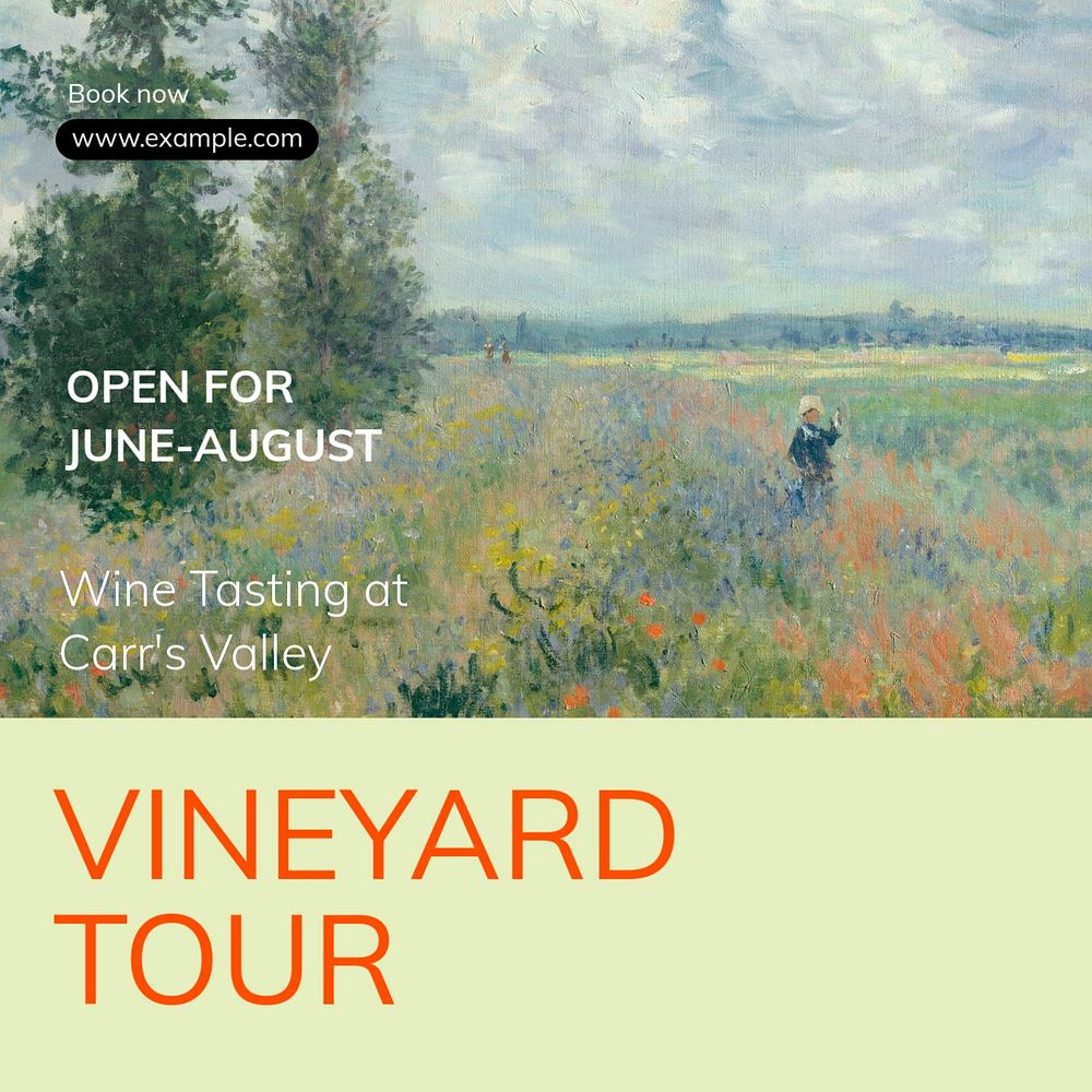 Vineyard tour Instagram post template, editable text