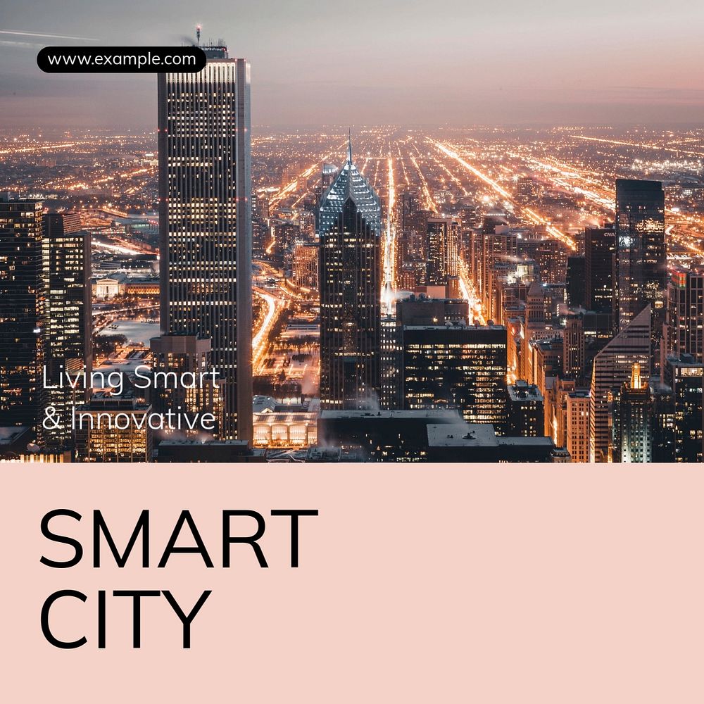 Smart city Instagram post template, editable text