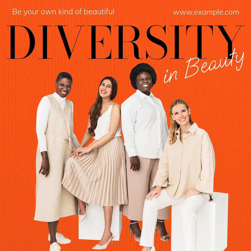 Diversity in beauty Instagram post template, editable design