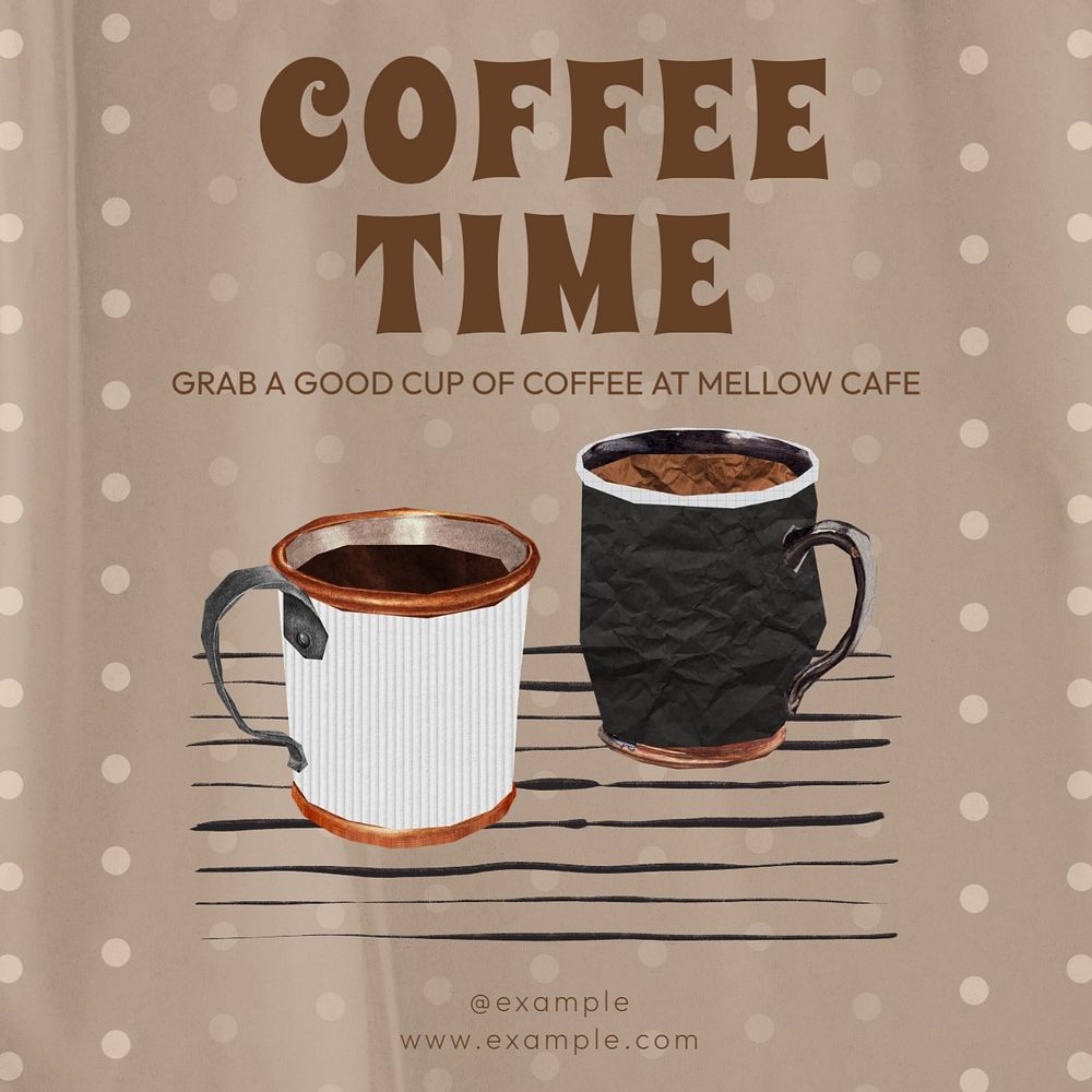 Coffee time Instagram post template, editable text