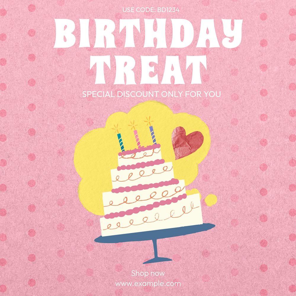 Birthday promotion Instagram post template, editable text