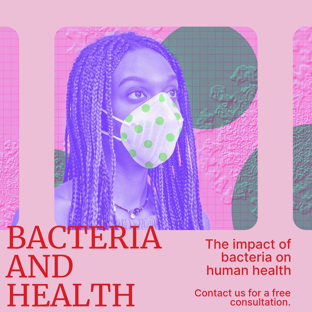 Bacteria and health Instagram post template, editable design