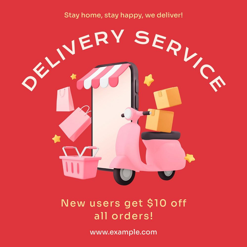 Delivery service Instagram post template, editable design