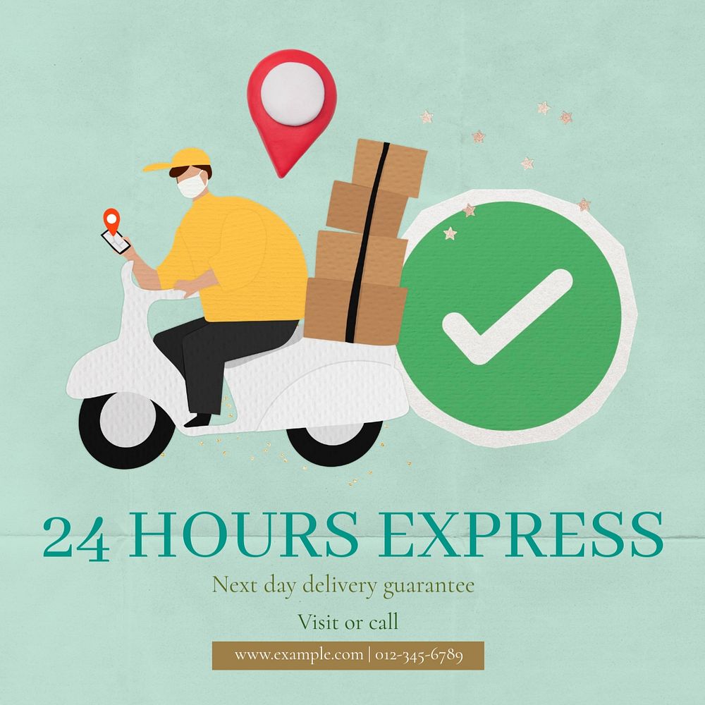 Express delivery Instagram post template, editable text