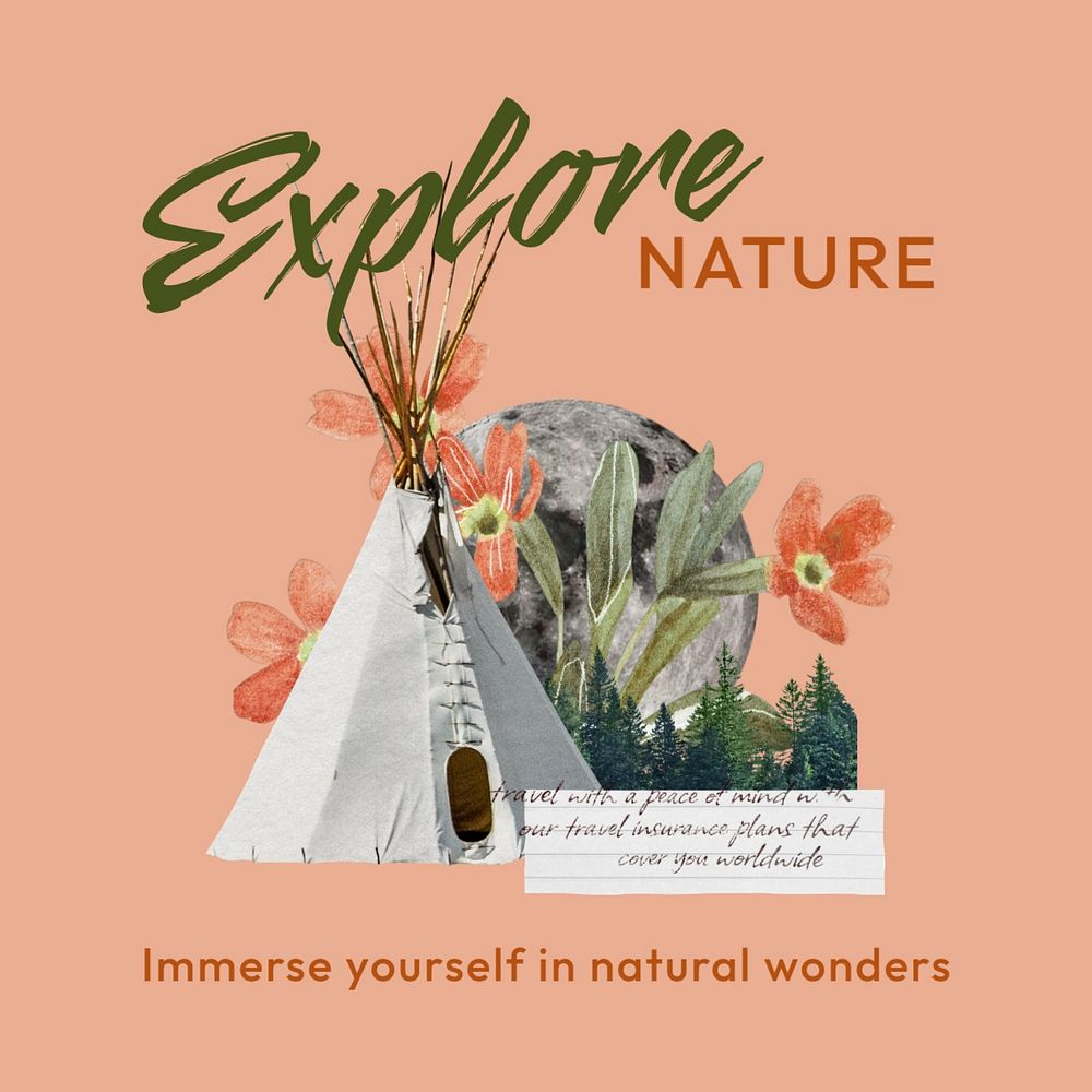 Explore nature Instagram post template, editable design