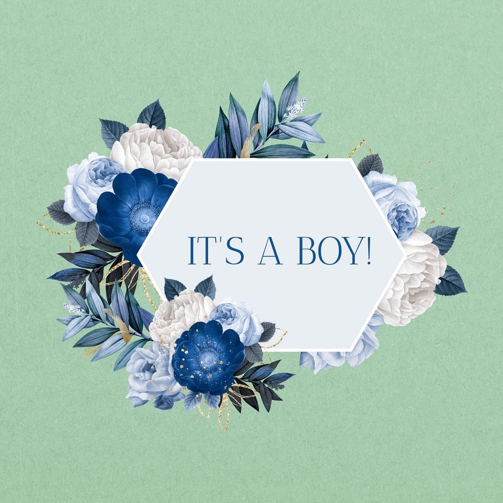 It's a boy word, aesthetic flower collage art, editable design