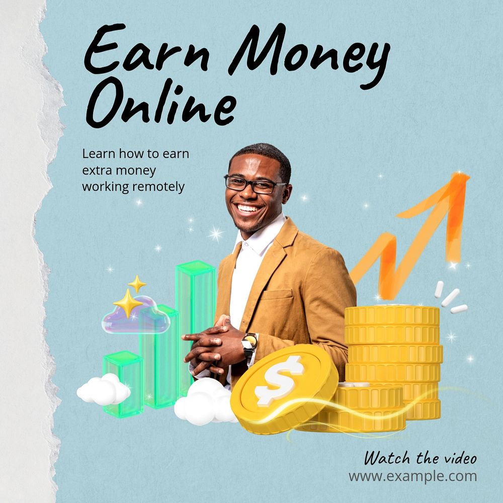 Earn money business template, editable design